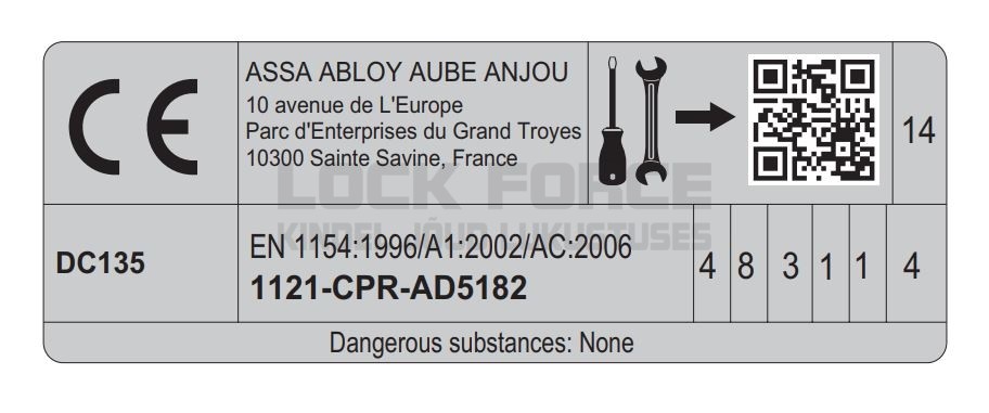 Tesa Assa Abloy DC135-DEV1 Deursluiter Met Schuifdeur - Zilverkleurig