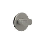 Külgvaates harjatud roostevaba ümmarguse kilbiga ja ovaalse wc-nuppuga wc lukusti.